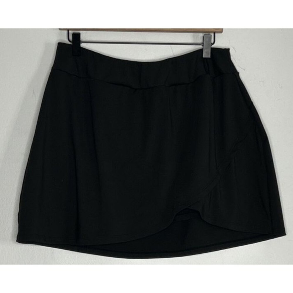 Nicole Miller Sport Womens Skort XL Mini Skirt Shorts Golf Tennis Black Pockets